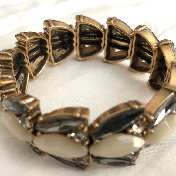 J. Crew grey and cream stone elastic bracelet - Picture 2 of 3